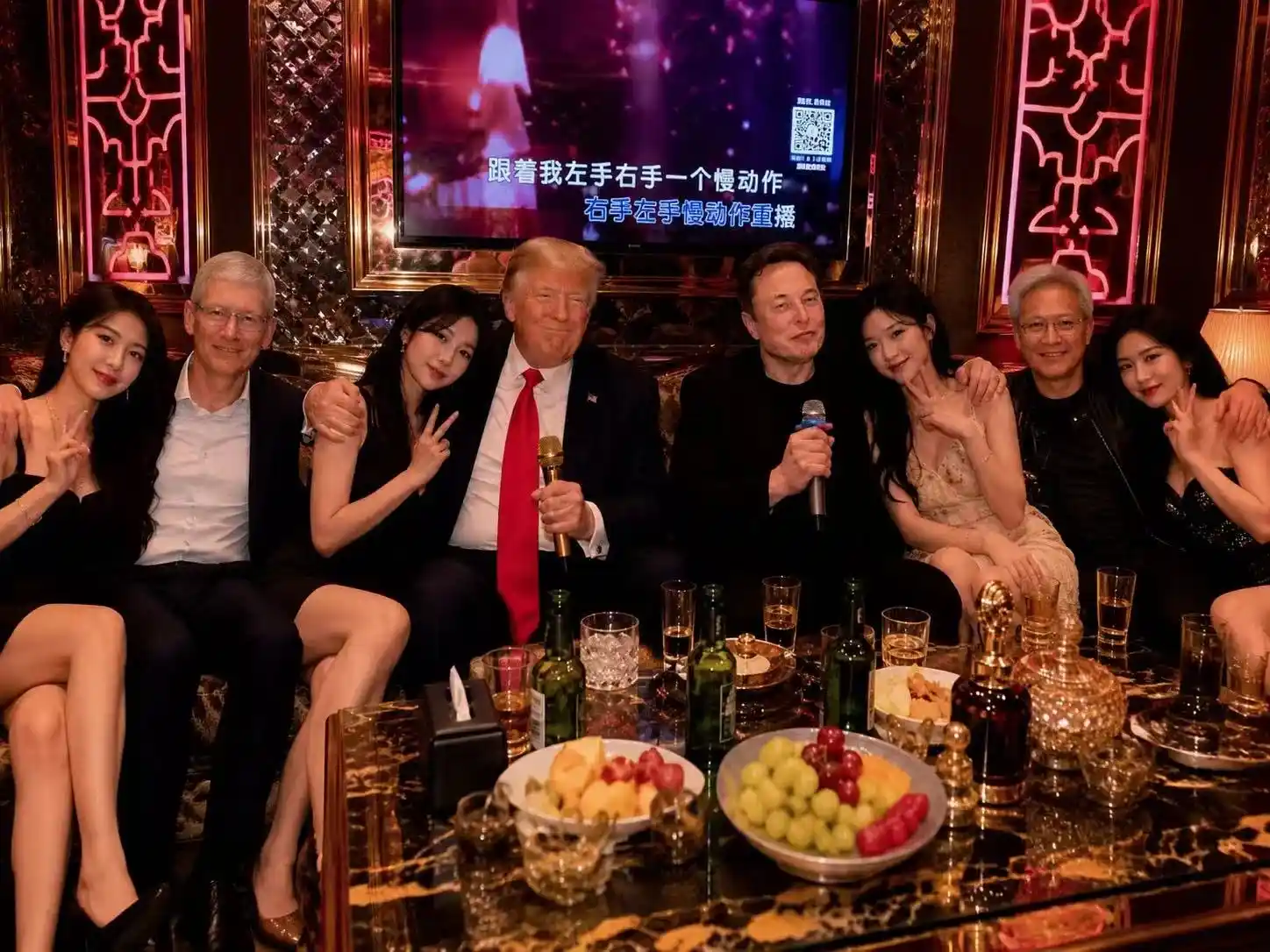 compressmusk-karaok AI-generated images online: How American politicians and businessmen spend their leisure time in China
